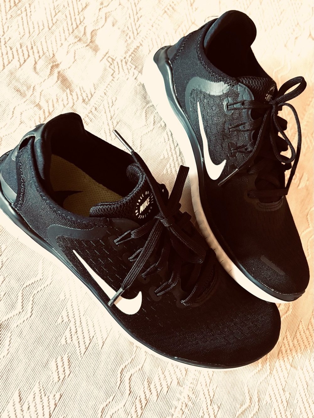 Nike Black Athletic Running Shoes with White Swoosh